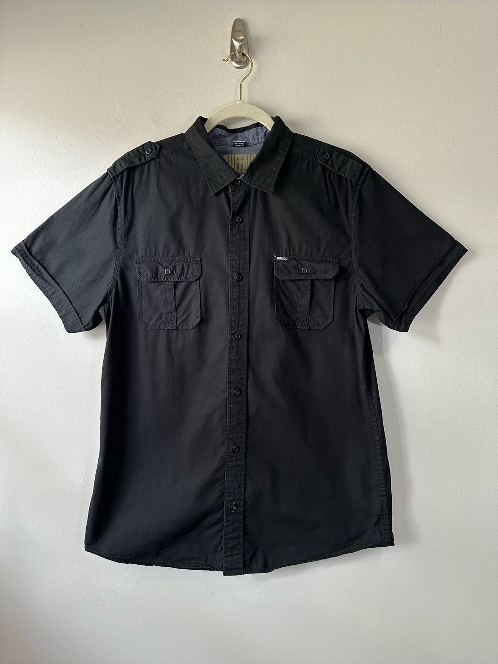 Buffalo David Bitton Men's Black Cotton Casual Button-Up Shirt Sz L Safari Work